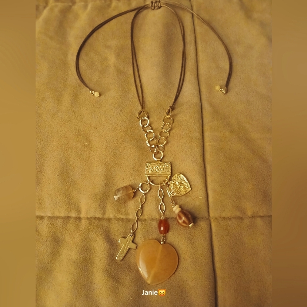 Unique Vintage Crystal Drawstring Necklace